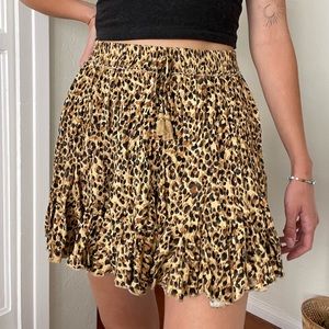Leopard Flowy Skater Mini Skirt William B